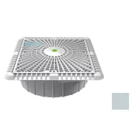 AquaStar 9″ Square Star Anti-Entrapment Suction Outlet Cover with Vented Riser Ring with Double Deep Mud Frame|Sump for Optional Secondary Drain (VGB Series) Light Gray | P9103A