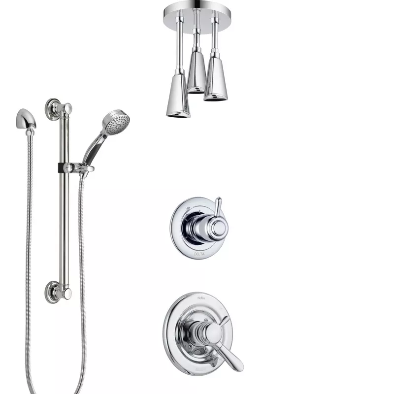 Delta Lahara Chrome Finish Shower System with Dual Control Handle, 3-Setting Diverter, Showerhead, and 3 Body Sprays SS172381